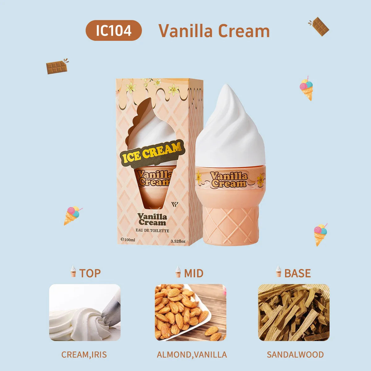 Fresh Long-Lasting Women’s Perfume 100ml Sweet Woody Fragrance With Chocolate Caramel Cherry Lemon